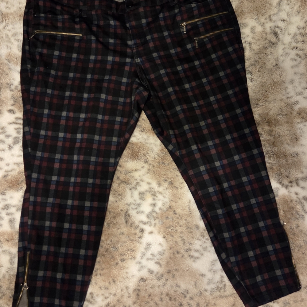 Torrid Cropped Skinny Zip Pants - Plaid All-Nighter Ponte